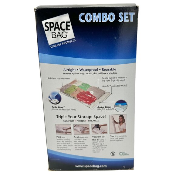 Space Bag Combo Set of 6 Vacuum Storage Bags 2 L 2 M 1 XL 1 Travel Compression - Picture 3 of 6